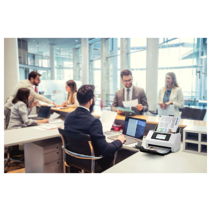 Epson WorkForce DS-800WN Escáner A4 Network y Wifi Autónomo, 50ppm/100ipm, Alimentador 100 Hojas, Compatible Open Platform