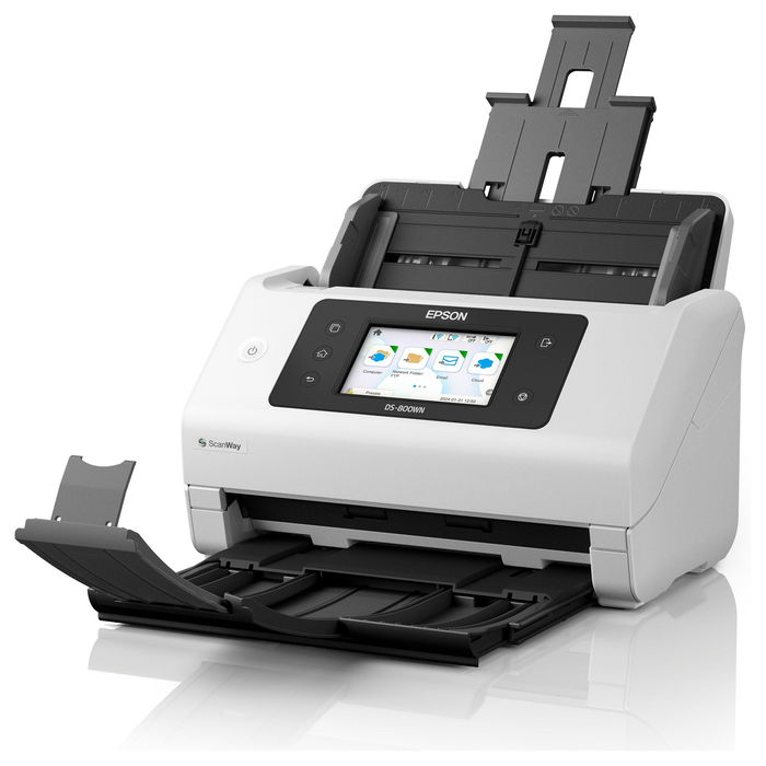 Epson WorkForce DS-800WN Escáner A4 Network y Wifi Autónomo, 50ppm/100ipm, Alimentador 100 Hojas, Compatible Open Platform