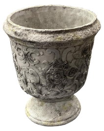 DKD Home Decor Macetero de Cemento Romántico Gris y Blanco 22x29x22 cm