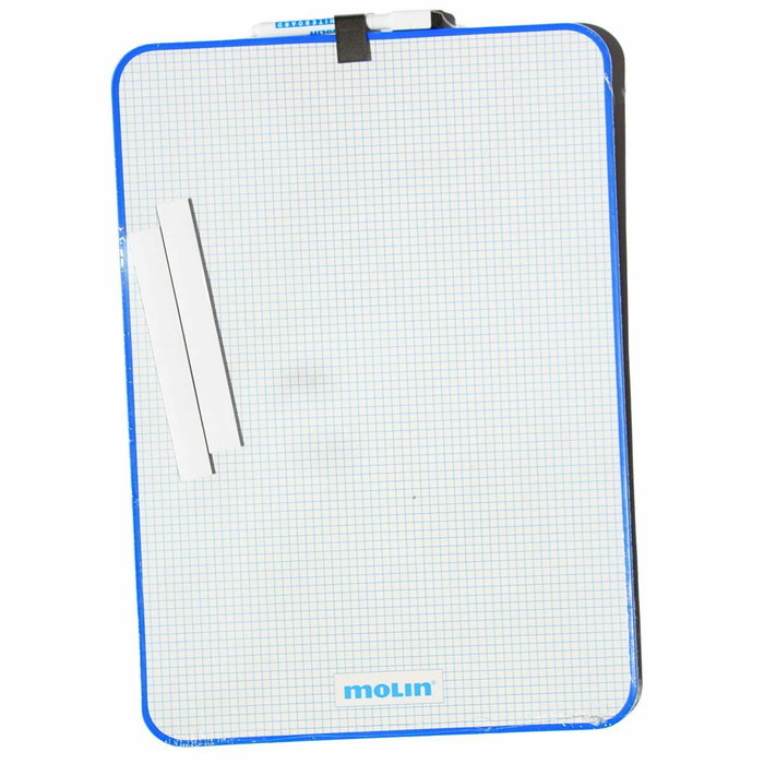 Molin Pizarra Blanca Magnética Doble Cara Blanco/Cuadriculada A3 con Rotulador