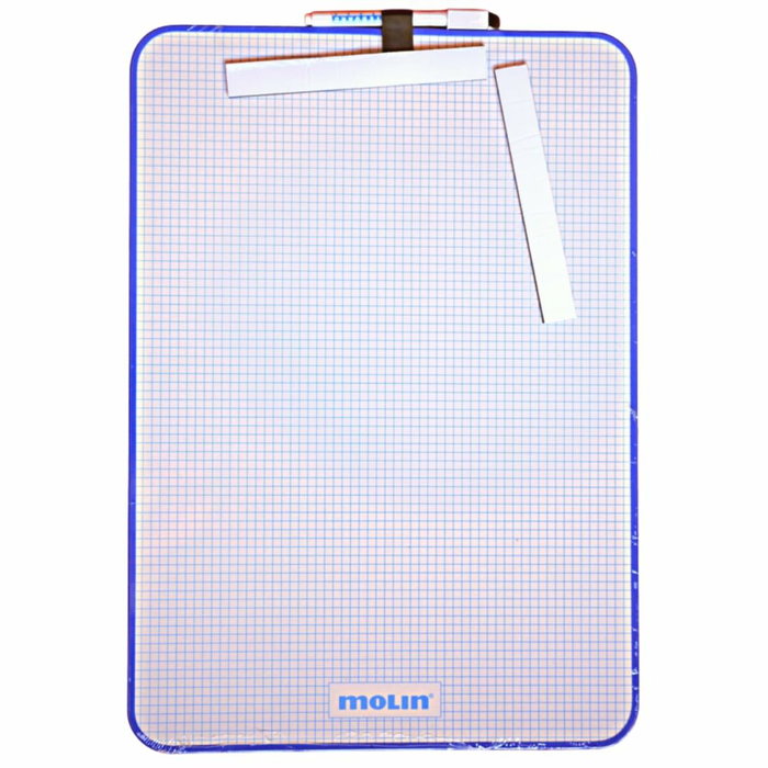 Molin Pizarra Blanca Magnética Doble Cara Blanco/Cuadriculada A3 con Rotulador
