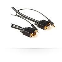 MicroConnect Cable SVGA HD15 a HD15 de 5m con Audio 3.5mm M-F y 2x 3.5mm M-M