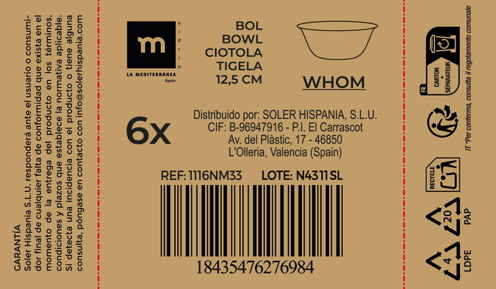 La Mediterranea Bol de Opal Whom de 12,5cm