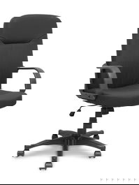 Sillón Villa con mecanismo Basculante tapizada con Tela color Negro. Equipado con Base poliamida negra, Brazos fijos y Ruedas de nailon 50 mm