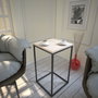 Hanah Home Mesa Auxiliar Roble Tablero Partículas Melaminado Patas Metal 35x62x35cm
