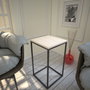 Hanah Home Mesa Auxiliar Roble Tablero Partículas Melaminado Patas Metal 35x62x35cm
