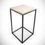 Hanah Home Mesa Auxiliar Roble Tablero Partículas Melaminado Patas Metal 35x62x35cm