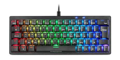 Mars Gaming MKMINIPRO - Teclado Gaming Mecánico Compacto 60%, Español, RGB, Hot-Swap, Switches Marrón, QuietCore, Antighosting, USB-C, Negro