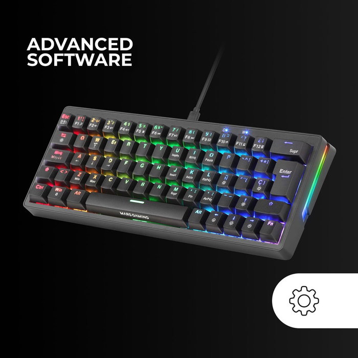 Mars Gaming MKMINIPRO Teclado Mecánico Compacto 60% RGB Switches Marrón SKN Negro