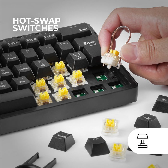 Mars Gaming MKMINIPRO Teclado Mecánico Compacto 60% RGB Switches Marrón SKN Negro
