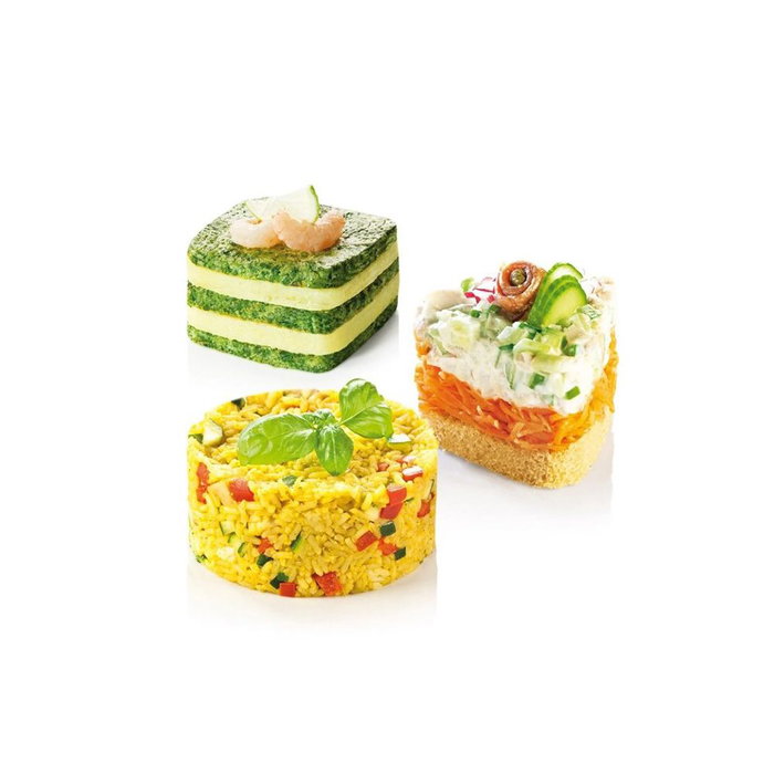 Tescoma Grandchef Moldes de Emplatar, Set de 4 Unidades en Acero Inoxidable para Arroz, Postres y Más, Apto Lavavajillas