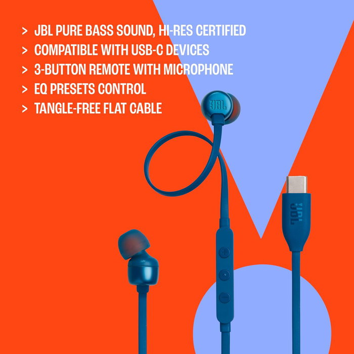 JBL Tune 310C Auriculares Intrauditivos USB-C Negros JBL Tune 310C Auriculares Intrauditivos USB-C Negros