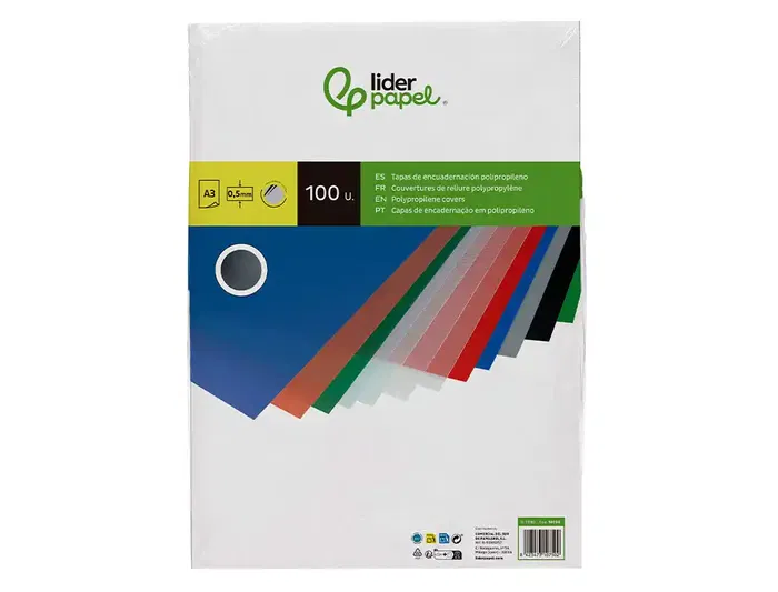 Liderpapel Tapas Polipropileno A3 0.5 mm Transparente Paquete 100 Unidades