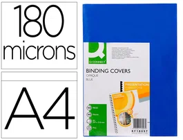 Q-connect Tapas Encuadernacion PVC Din A4 Opaca Azul 180 Micras Caja 100 Unidades