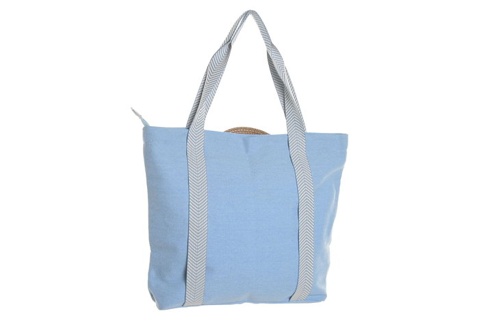 DKD Home Decor Bolso Mediterraneo Azul Coral Poliester Algodon 46 x 10 x 38 cm Set de 2 (4 Unidades)