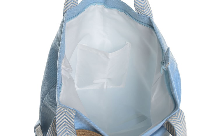 DKD Home Decor Bolso Mediterraneo Azul Coral Poliester Algodon 46 x 10 x 38 cm Set de 2 (4 Unidades)