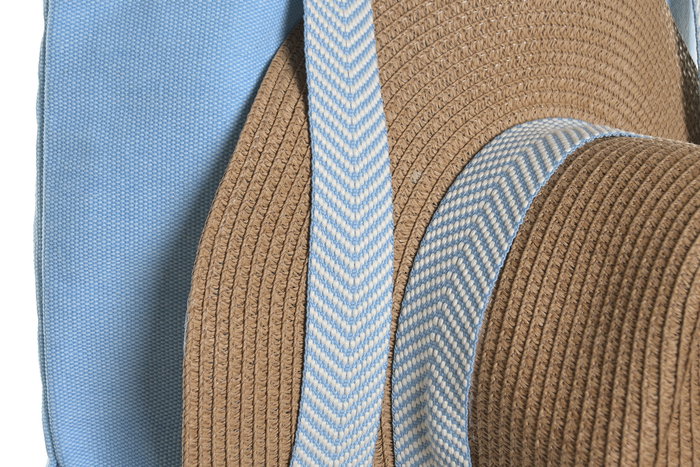 DKD Home Decor Bolso Mediterraneo Azul Coral Poliester Algodon 46 x 10 x 38 cm Set de 2 (4 Unidades)