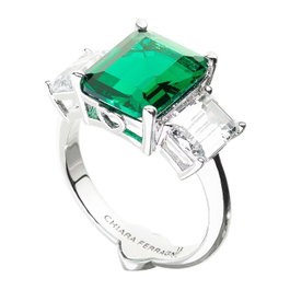 Chiara Ferragni Emerald Ring Silver+Wh CZ+Gn Nano S10 Talla 10