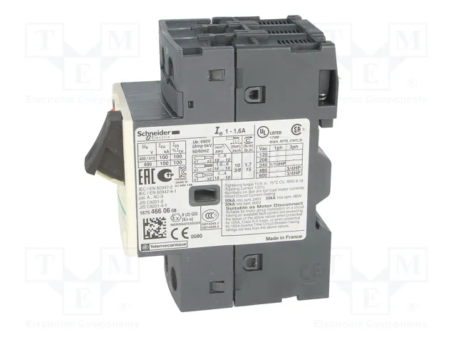 SCHNEIDER ELECTRIC GV2ME06 Interruptor motorizado 0,37/0,55kW 230÷690VAC