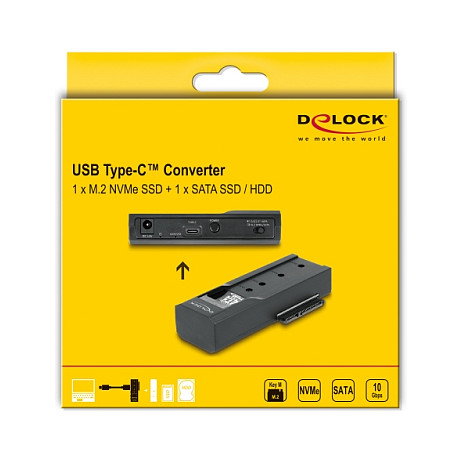 DeLOCK 64253 Convertidor USB Type-C para 1 x M.2 SSD o 1 x SATA SSD/HDD