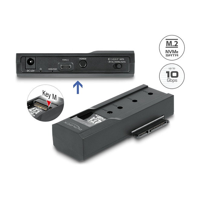 DeLOCK 64253 Convertidor USB Type-C para 1 x M.2 SSD o 1 x SATA SSD/HDD