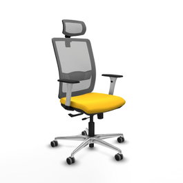 PIQUERAS Y CRESPO Silla de oficina Haches con mecanismo Sincro/Traslack, Amarillo y Gris
