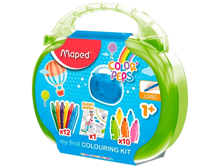 Maletin Maped Coloreado Early Age 10X Rotuladores Jumbo 12 Ceras Jumbo 1X Poster Gigante