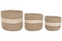 DKD Home Decor Set de 3 Cestas de Fibra Natural 32x32x28 cm
