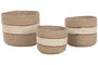 DKD Home Decor Set de 3 Cestas de Fibra Natural 32x32x28 cm