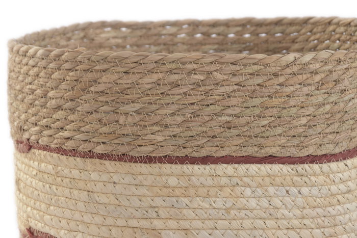 DKD Home Decor Set de 3 Cestas de Fibra Natural 32x32x28 cm