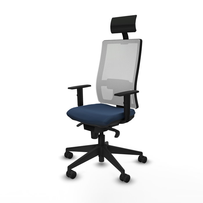 PIQUERAS Y CRESPO Silla de oficina Horna Azul marino con malla blanca