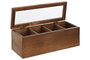 DKD Home Decor Caja Infusiones Acacia y Cristal 4 Compartimentos Natural