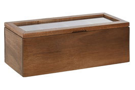 DKD Home Decor Caja Infusiones Acacia y Cristal 4 Compartimentos Natural