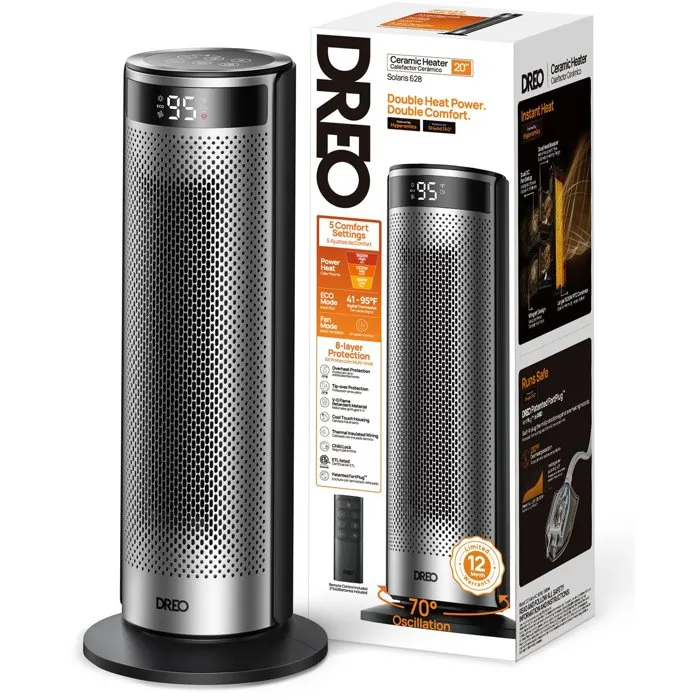 Dreo Solaris 628 Calentador Adicional 1500 W Columna Negro