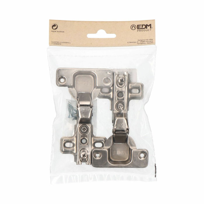 Edm Bisagra de cazoleta super acodada BC02 de acero, 35 mm, 2 uds
