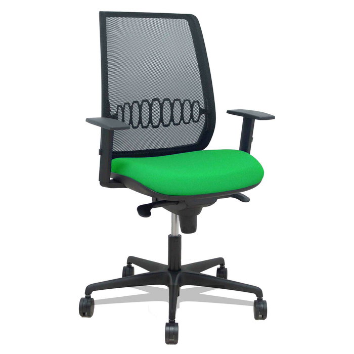 Piqueras Y Crespo Silla Alares con Mecanismo Sincro, Malla Negra y Asiento Verde Piqueras Y Crespo Silla Alares con Mecanismo Sincro, Malla Negra y Asiento Verde