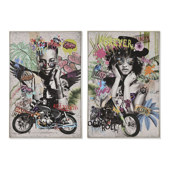 DKD Home Decor Cuadro Lienzo Urban Set de 2 Piezas Multicolor 80x120 cm