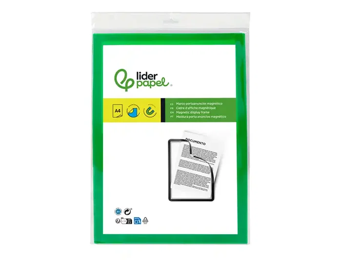 Liderpapel Marco Porta Anuncios Magnético DIN A4 Adhesivo Removible Verde