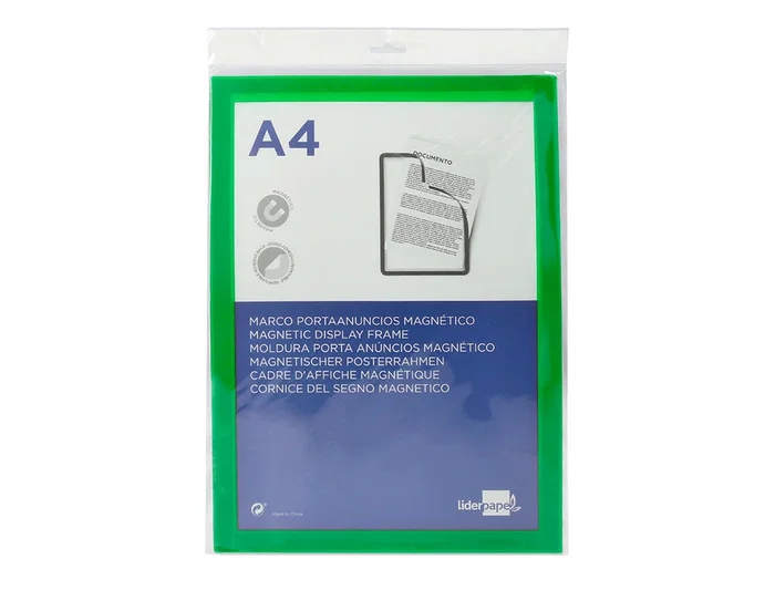 Liderpapel Marco Porta Anuncios Magnético DIN A4 Adhesivo Removible Verde