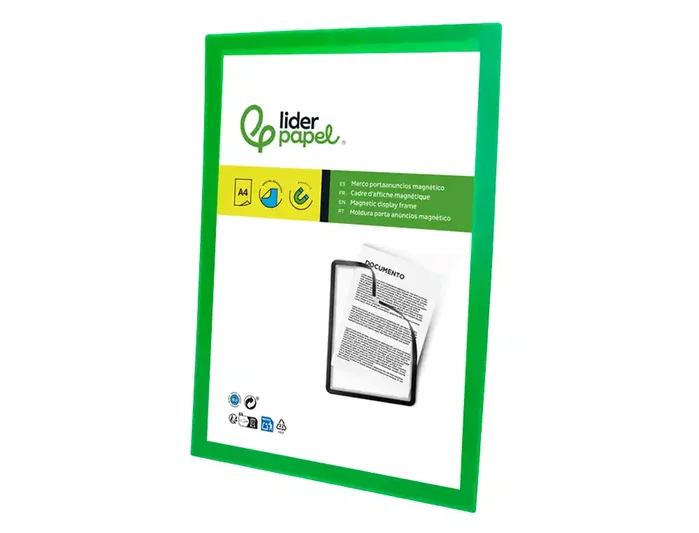 Liderpapel Marco Porta Anuncios Magnético DIN A4 Adhesivo Removible Verde