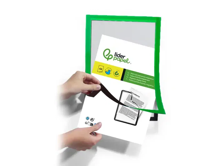 Liderpapel Marco Porta Anuncios Magnético DIN A4 Adhesivo Removible Verde