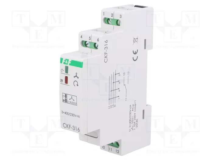 F&F CKF-316 Relé de monitorización de tensión 3 x 400V AC SPDT F&F CKF-316 Relé de monitorización de tensión 3 x 400V AC SPDT