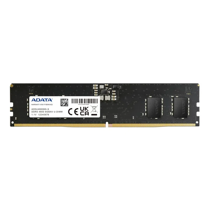 ADATA AD5U48008G-S Memoria RAM DDR5 8GB 4800MHz, 1x8GB, DIMM 288-pin, On-die ECC, 1.1V para PC
