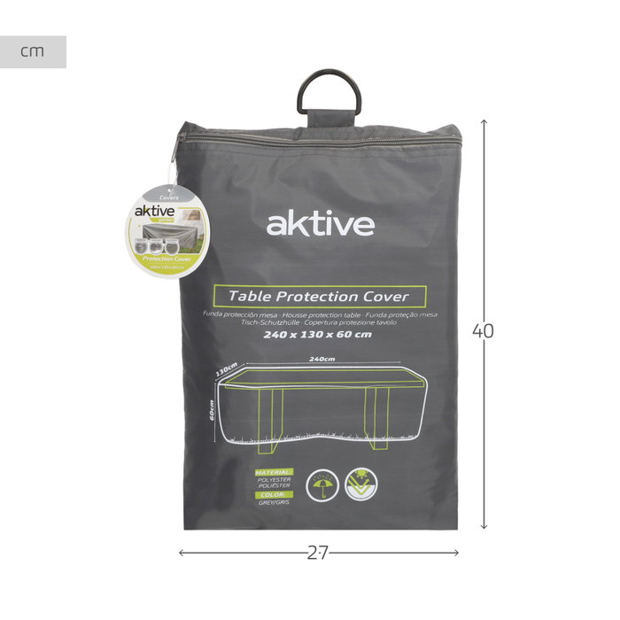 Aktive Garden Funda protectora para mesa de jardín 240x130x60 cm, Gris