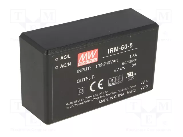MEAN WELL IRM-60-5 Convertidor AC/DC 50W 5V 10A MEAN WELL IRM-60-5 Convertidor AC/DC 50W 5V 10A