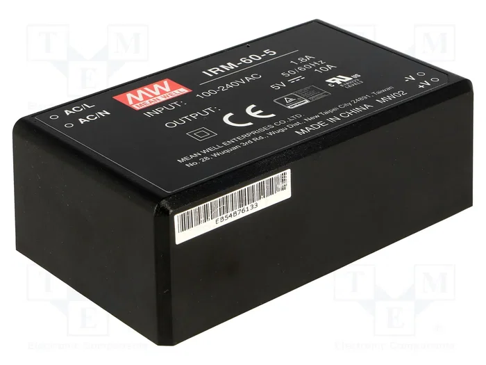 MEAN WELL IRM-60-5 Convertidor AC/DC 50W 5V 10A MEAN WELL IRM-60-5 Convertidor AC/DC 50W 5V 10A