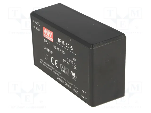 MEAN WELL IRM-60-5 Convertidor AC/DC 50W 5V 10A MEAN WELL IRM-60-5 Convertidor AC/DC 50W 5V 10A