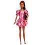Barbie Muñeca Deluxe Style Metallic con Vestido Burbujas Rosa Coral, Gafas de Sol y Accesorios Mattel Jfp41