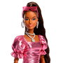 Barbie Muñeca Deluxe Style Metallic con Vestido Burbujas Rosa Coral, Gafas de Sol y Accesorios Mattel Jfp41