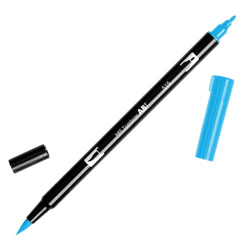 Tombow ABT-515 Rotulador Doble Punta Pincel y Fina, Azul claro